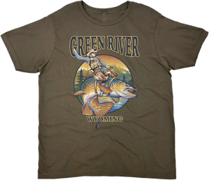 GREEN RIVER WY BUCKING BROWN SOLID TEE