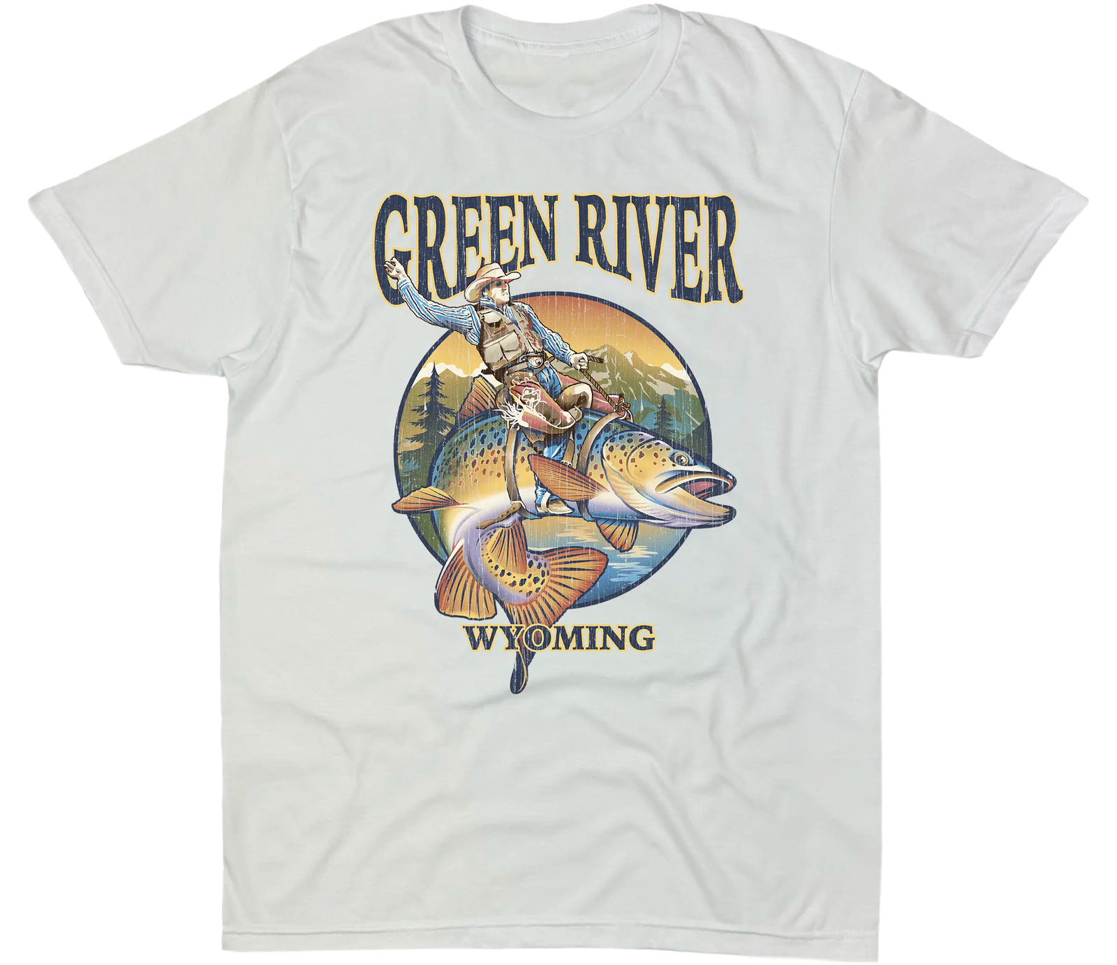 GREEN RIVER WY BUCKING BROWN SOLID TEE