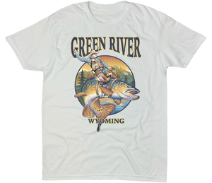 GREEN RIVER WY BUCKING BROWN SOLID TEE