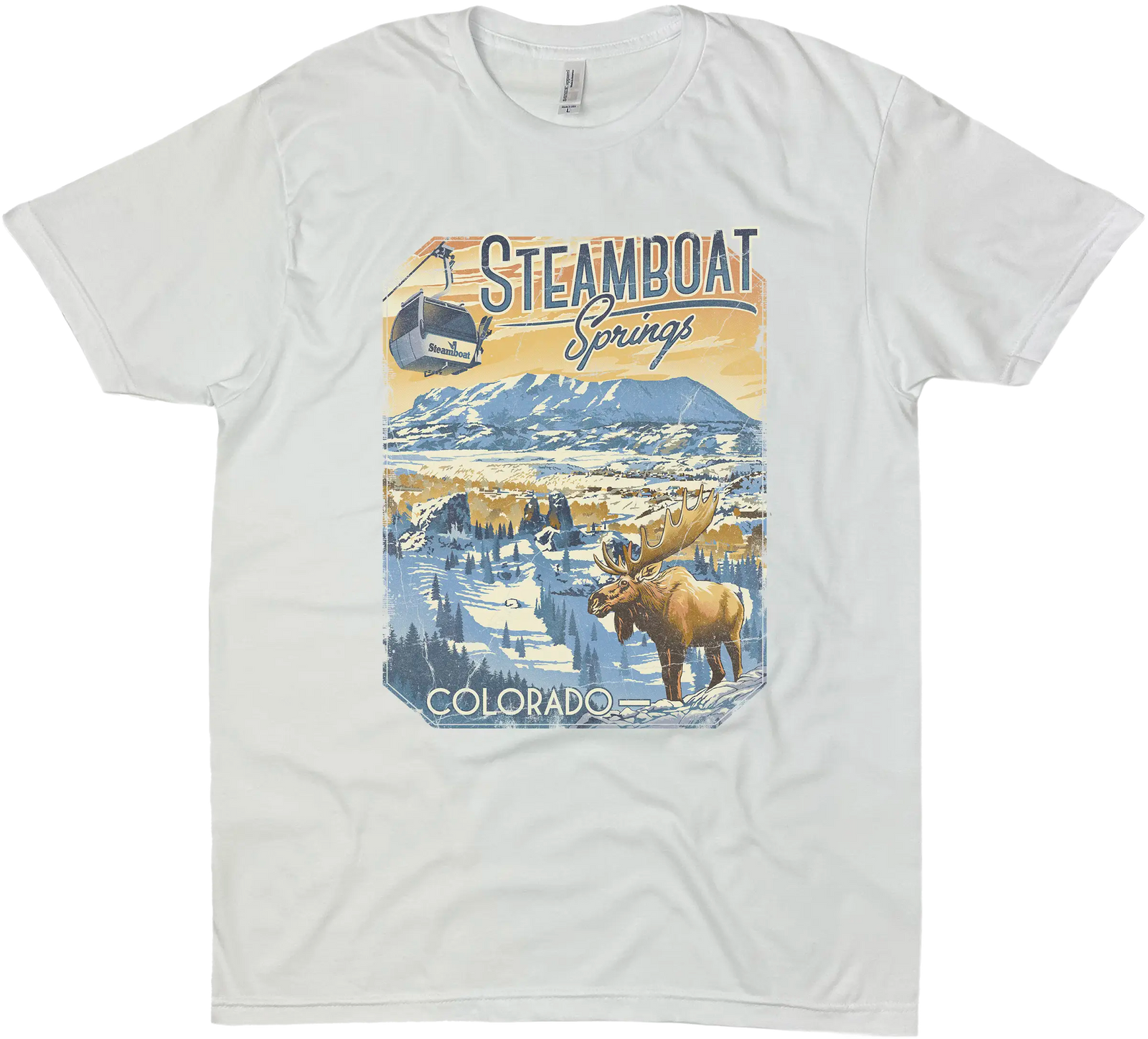 STEAMBOAT SPRINGS COLORADO MOOSE SOLID TEE