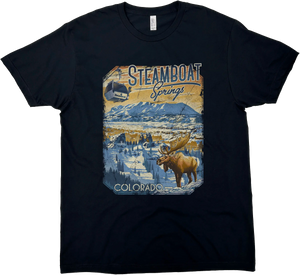 STEAMBOAT SPRINGS COLORADO MOOSE SOLID TEE