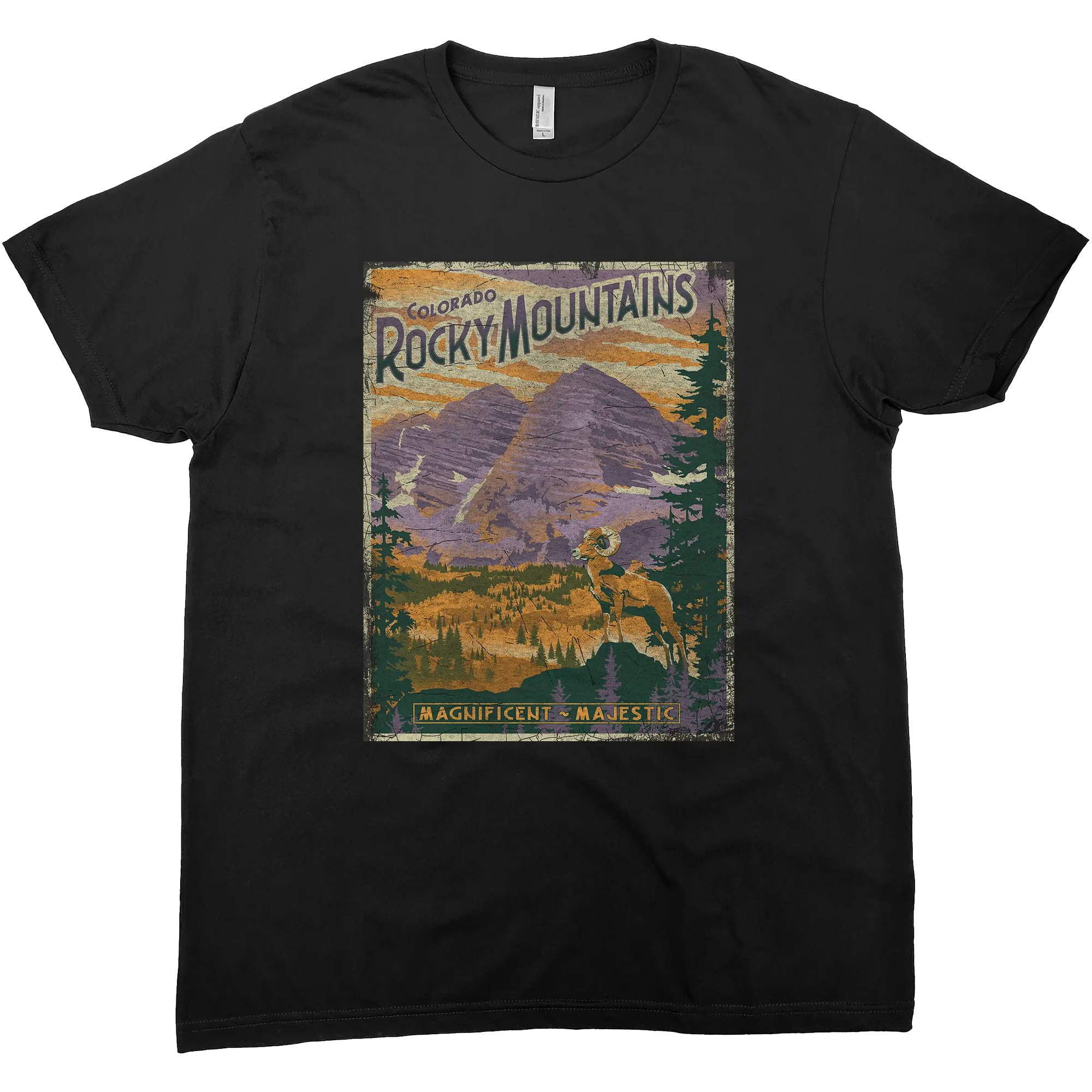 ROCKY MOUNTAINS MAROON BELLS SOLID TEE