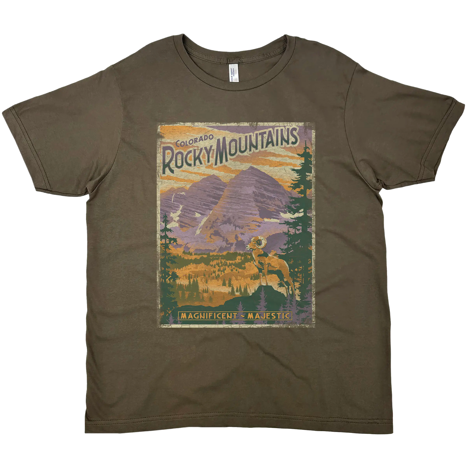 ROCKY MOUNTAINS MAROON BELLS SOLID TEE