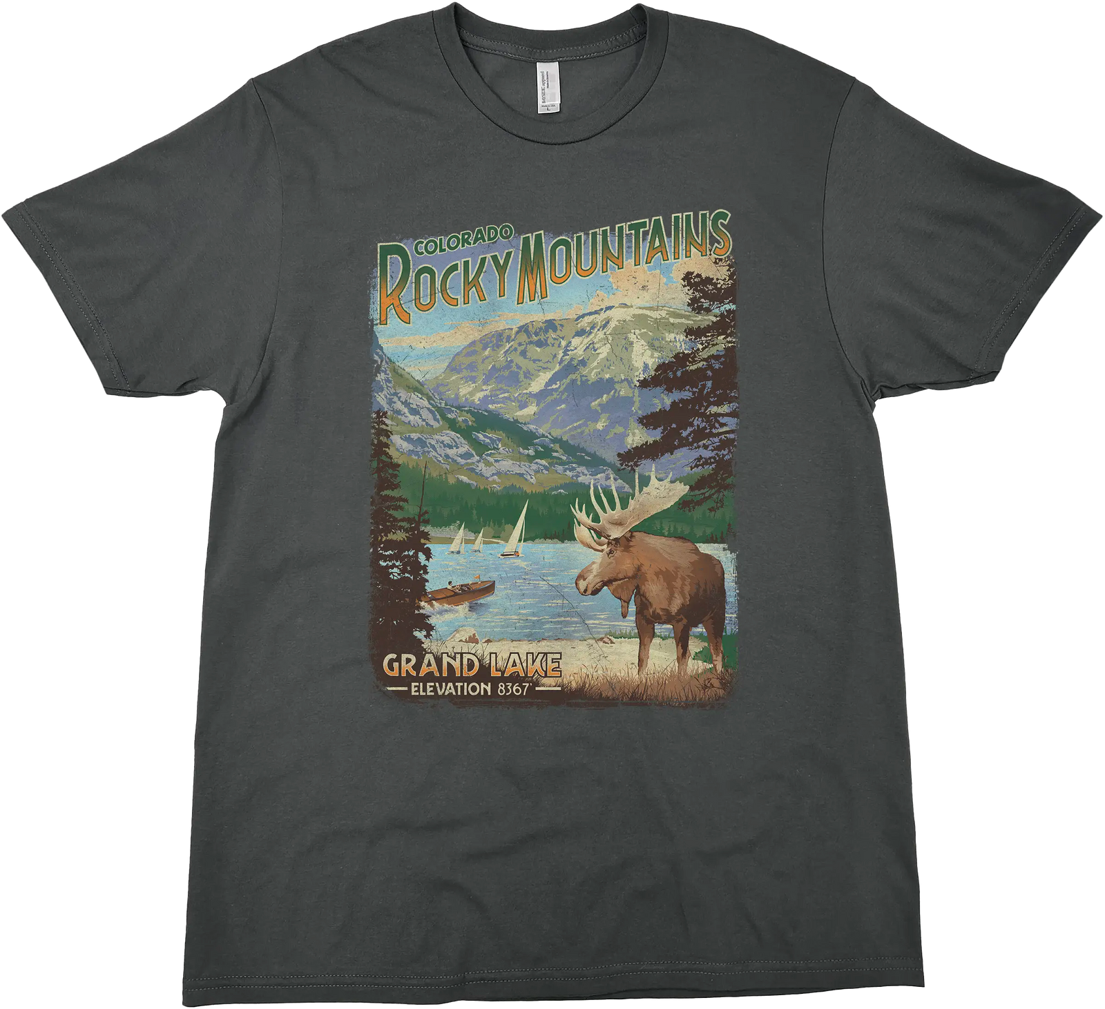 ROCKY MOUNTAINS GRAND LAKE COLORADO SOLID TEE