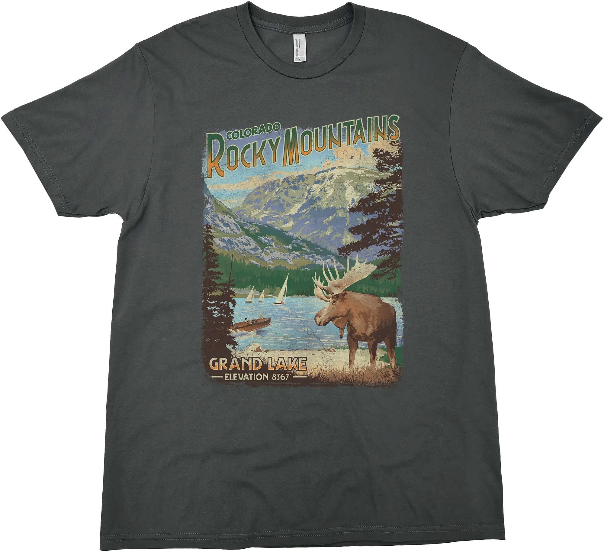 ROCKY MOUNTAINS GRAND LAKE COLORADO SOLID TEE