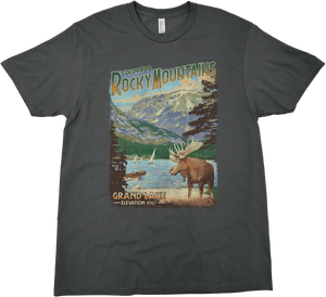 ROCKY MOUNTAINS GRAND LAKE COLORADO SOLID TEE