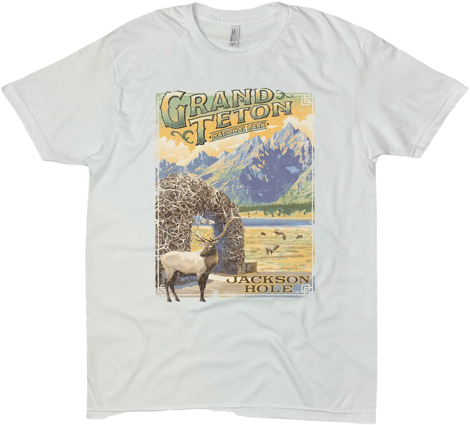 GRAND TETON JACKSON HOLE ANTLER ARCH SOLID TEE