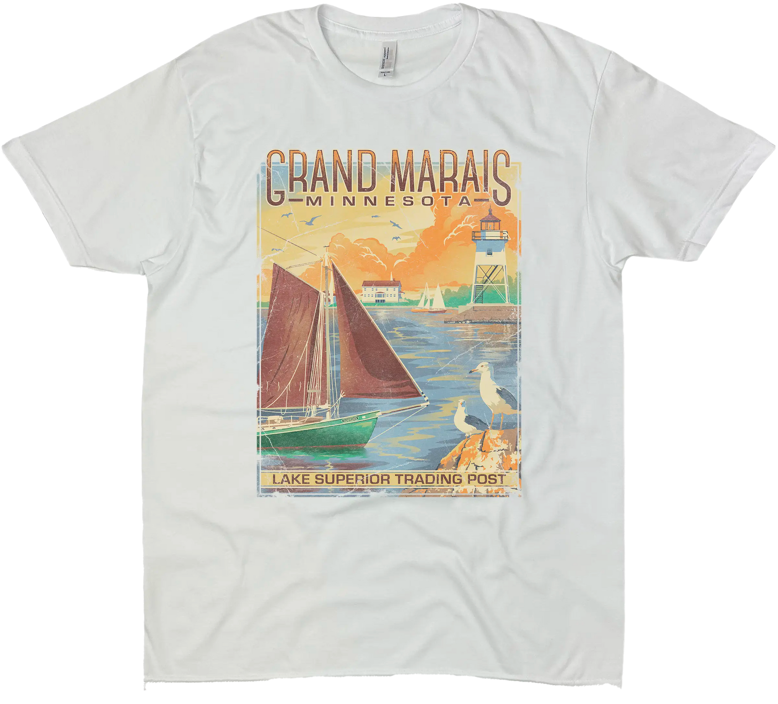 GRAND MARAIS LAKE SUPERIOR MINNESOTA SOLID TEE