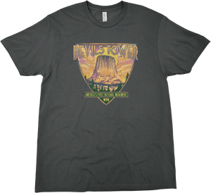 DEVILS TOWER AMERICA'S FIRST NATIONAL MONUMENT SHIELD SOLID TEE