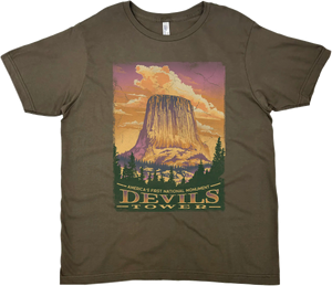 DEVILS TOWER AMERICA'S FIRST NATIONAL MONUMENT SOLID TEE