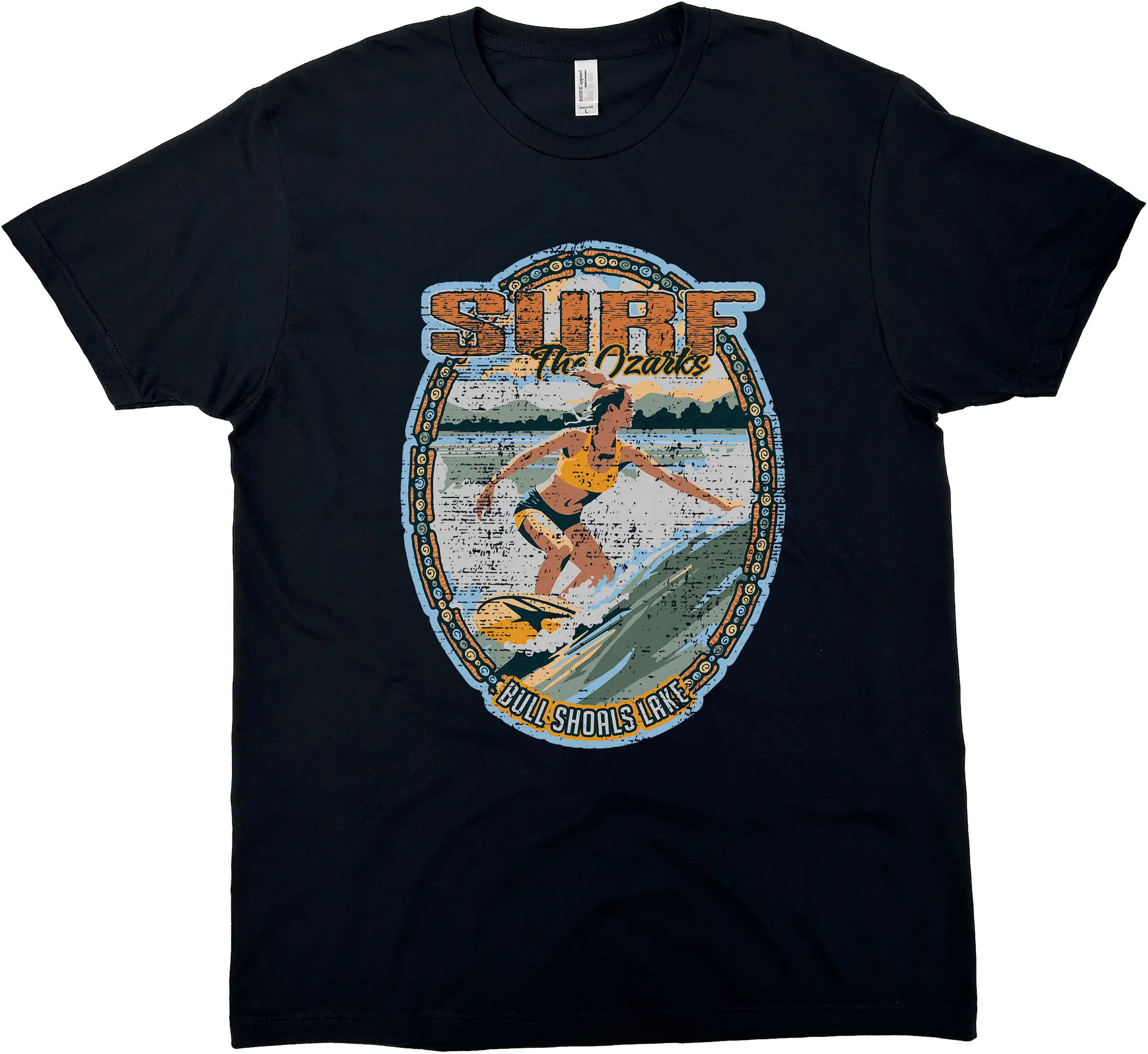 BULL SHOALS LAKE ARKANSAS SURF THE OZARKS GIRL SOLID TEE