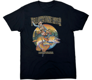 YELLOWSTONE RIVER MONTANA BUCKIN BROWN SOLID TEE