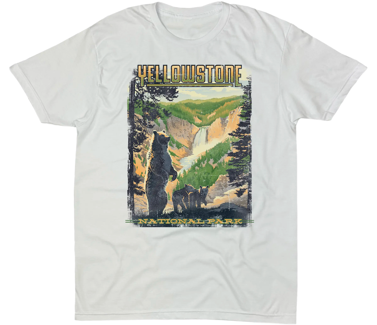 YELLOWSTONE NATIONAL PARK FALLS GRIZZLY SOLID TEE