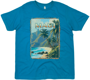 MAUI HAWAII VINTAGE BLUE SOLID TEE