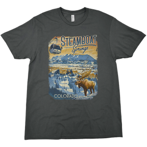 STEAMBOAT SPRINGS COLORADO MOOSE SOLID TEE