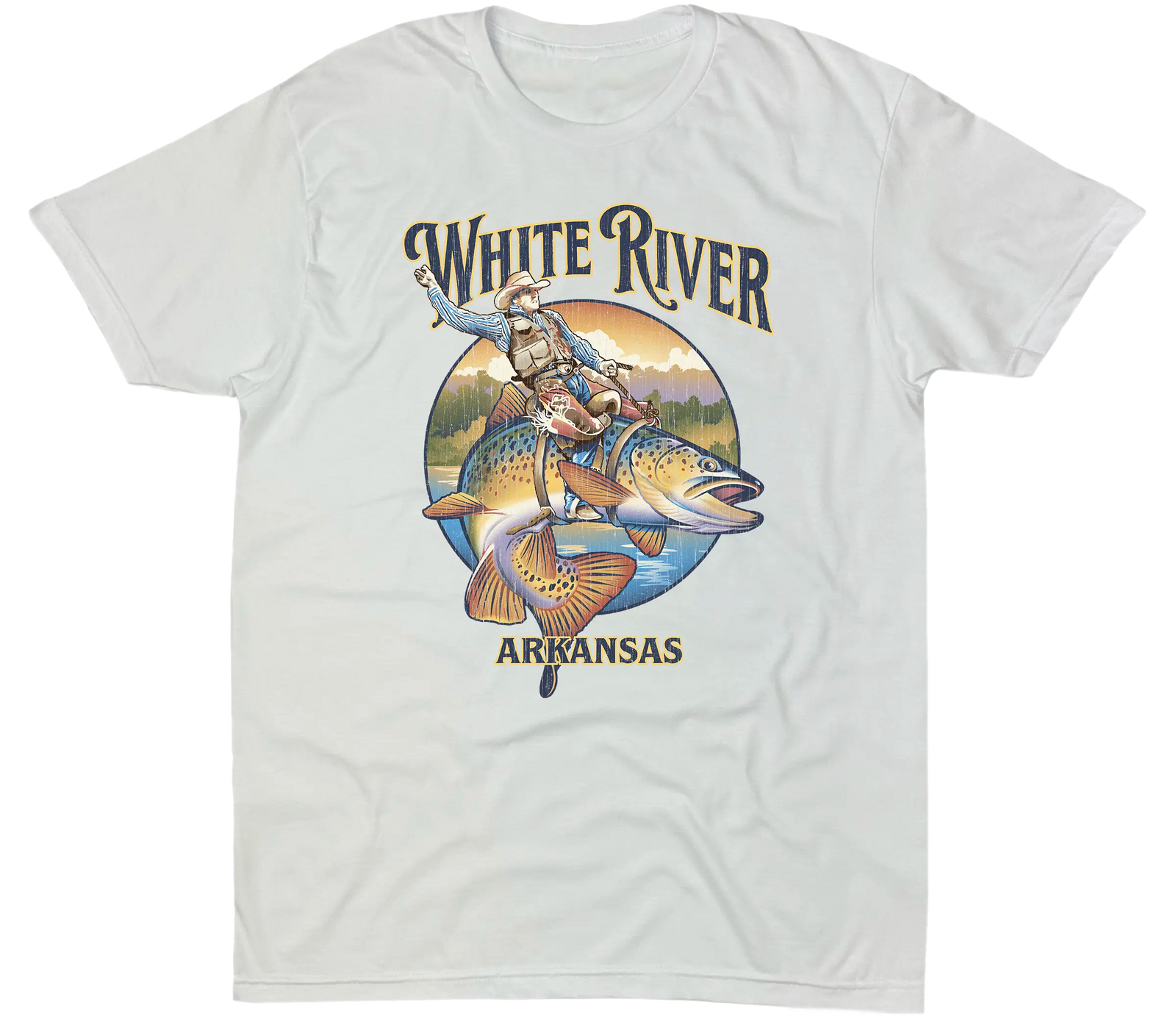 WHITE RIVER ARKANSAS BUCKIN BROWN SOLID TEE