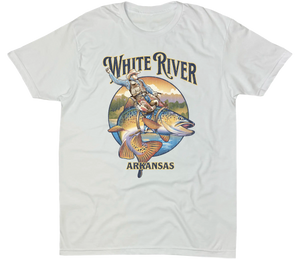 WHITE RIVER ARKANSAS BUCKIN BROWN SOLID TEE
