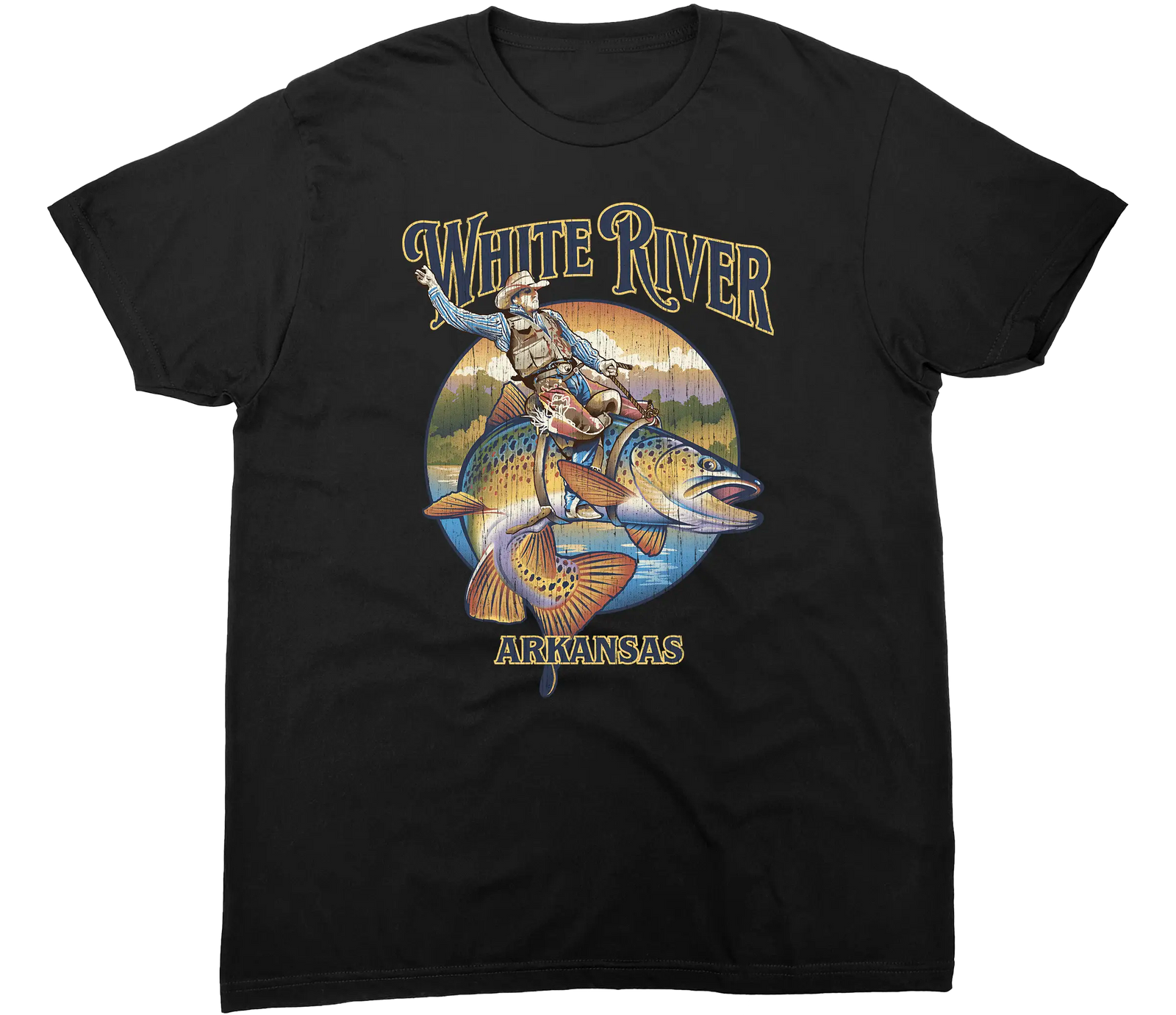 WHITE RIVER ARKANSAS BUCKIN BROWN SOLID TEE