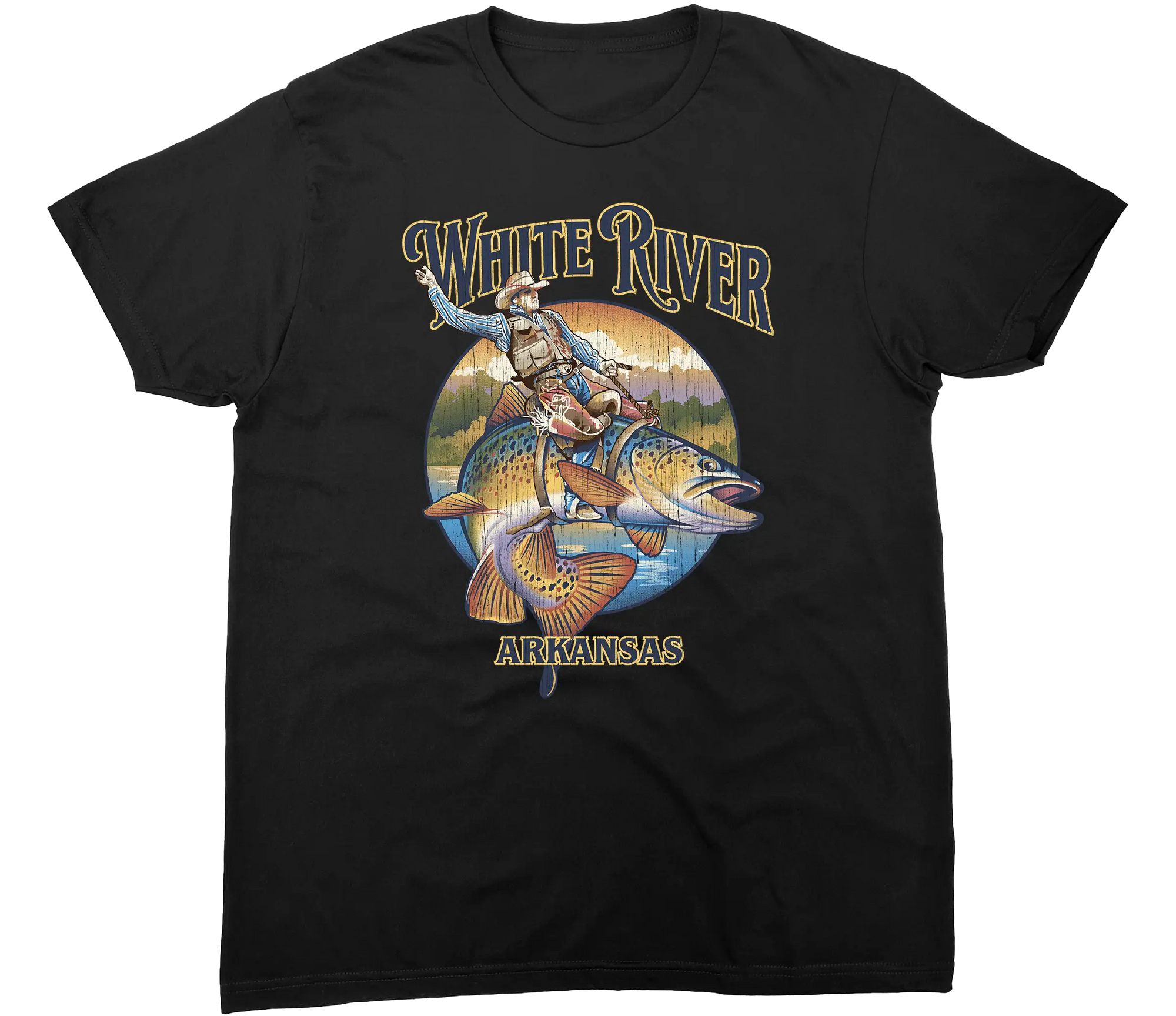 WHITE RIVER ARKANSAS BUCKIN BROWN SOLID TEE