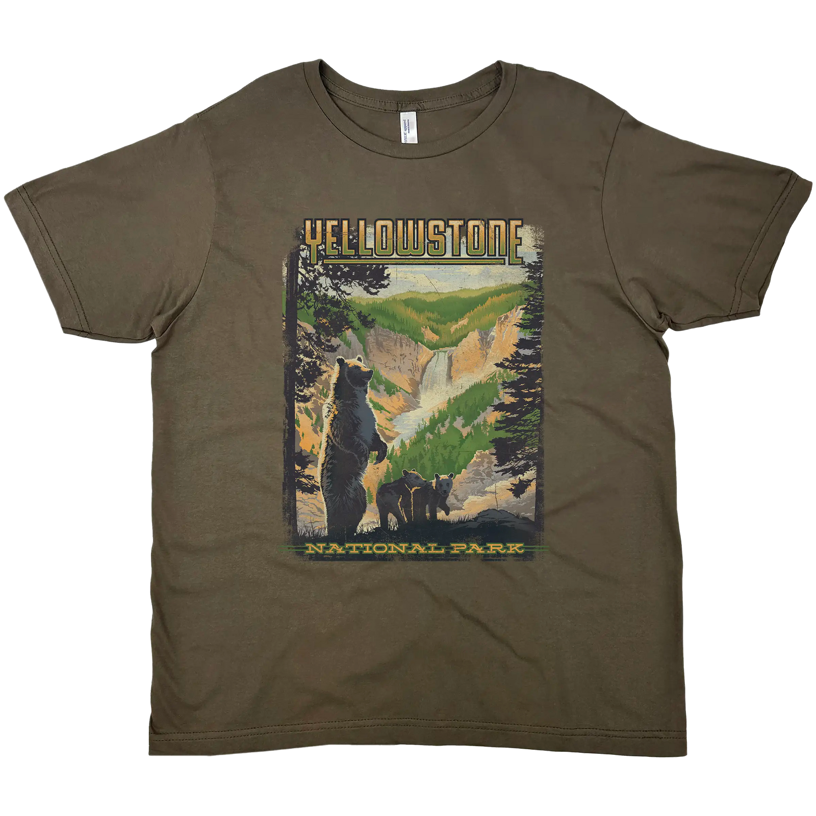 YELLOWSTONE NATIONAL PARK FALLS GRIZZLY SOLID TEE