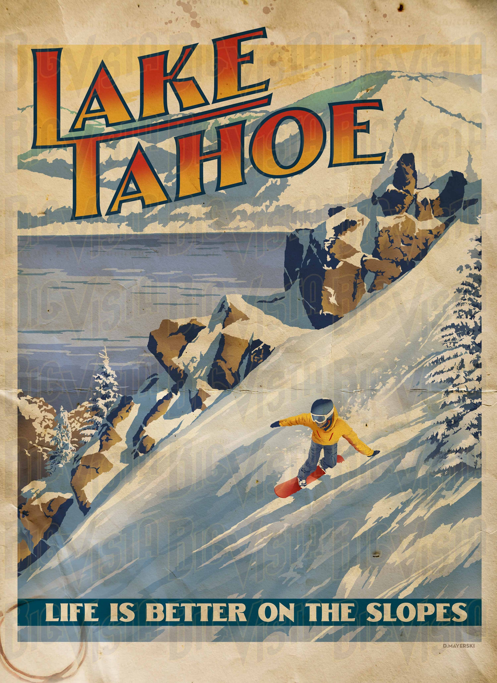 Lake Tahoe Snowboard Poster